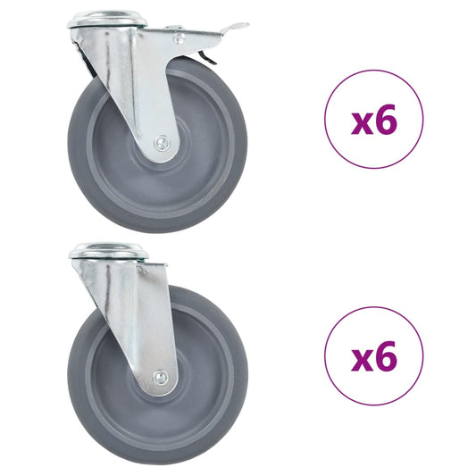 vidaXL Ρόδες Περιστρεφόμενες Βιδωτές 12 τεμ. 125 χιλ.