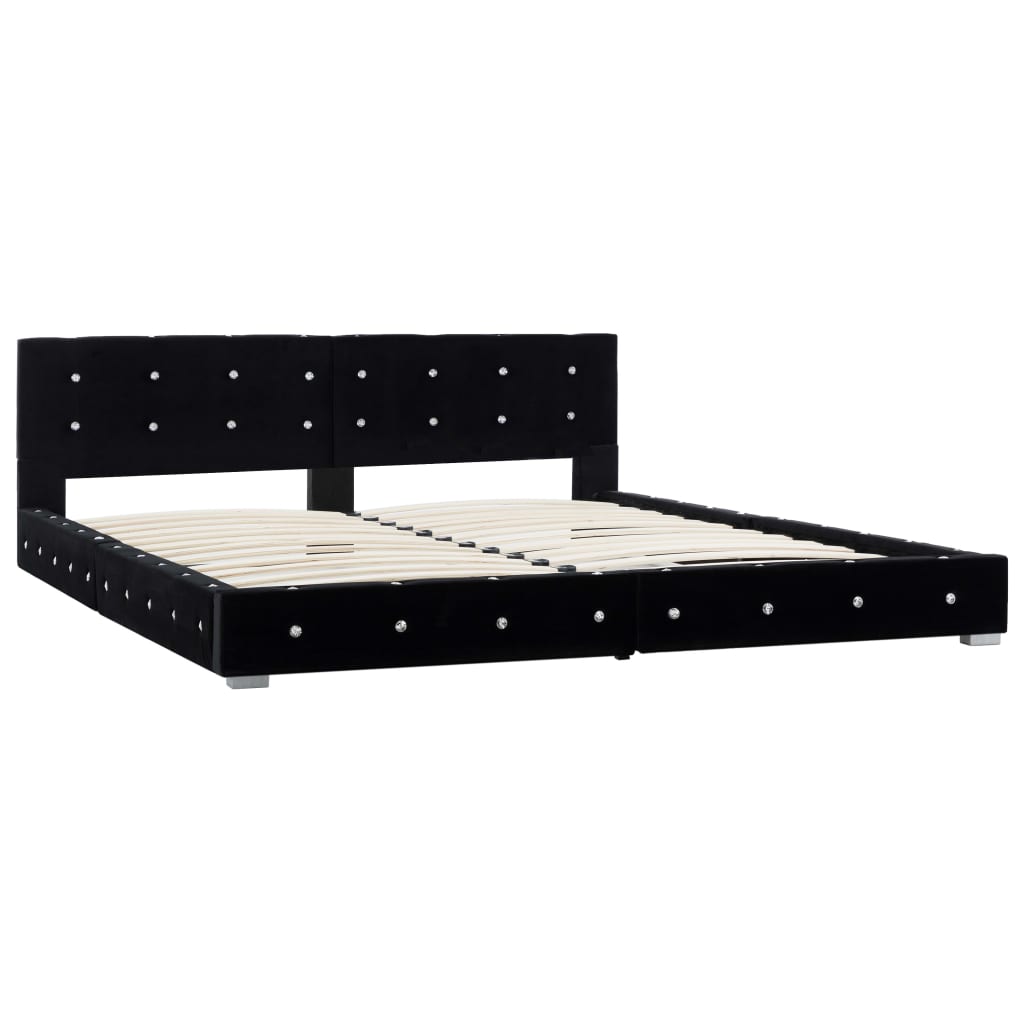vidaXL Κρεβάτι Μαύρο 180 x 200 εκ. Βελούδινο με Στρώμα Αφρού Μνήμης