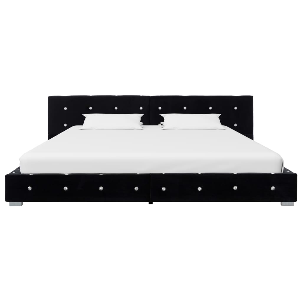 vidaXL Κρεβάτι Μαύρο 180 x 200 εκ. Βελούδινο με Στρώμα