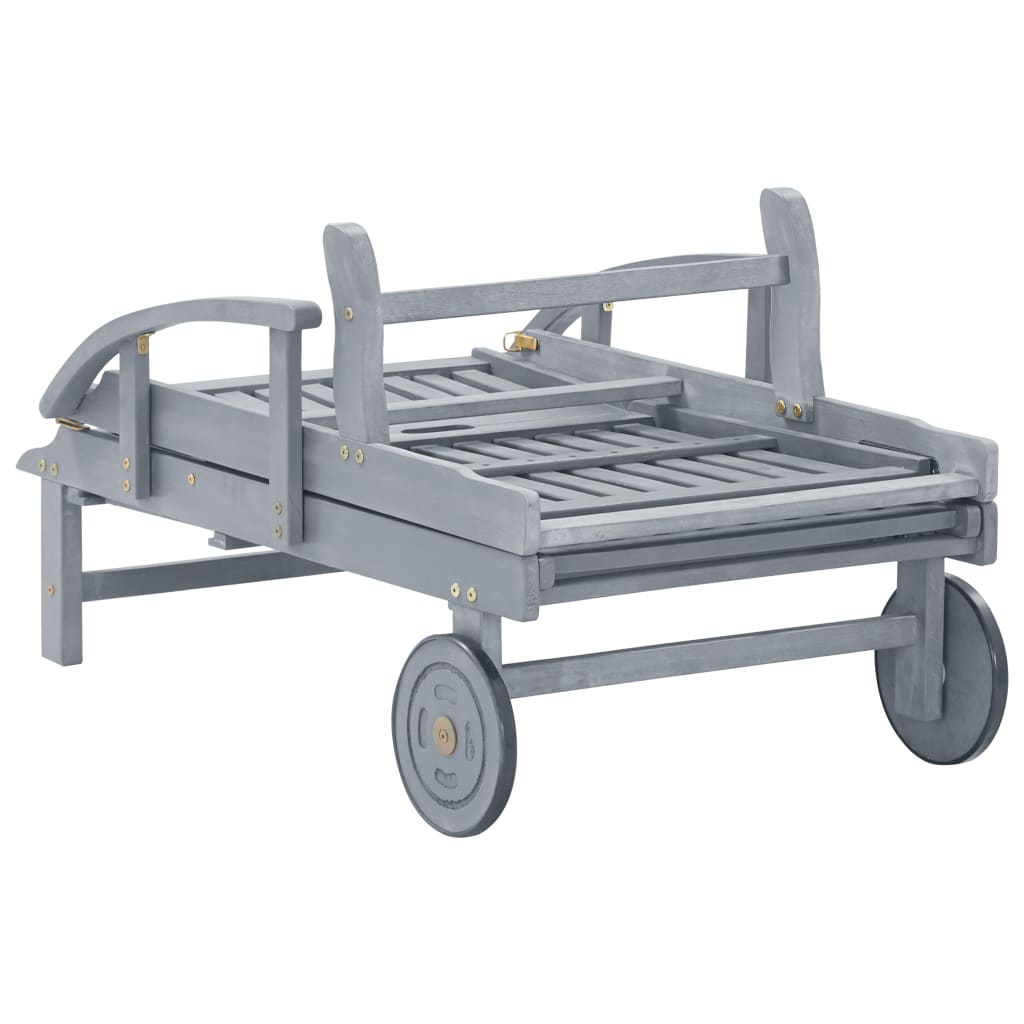 vidaXL Ξαπλώστρα Κήπου Γκρι από Μασίφ Ξύλο Ακακίας