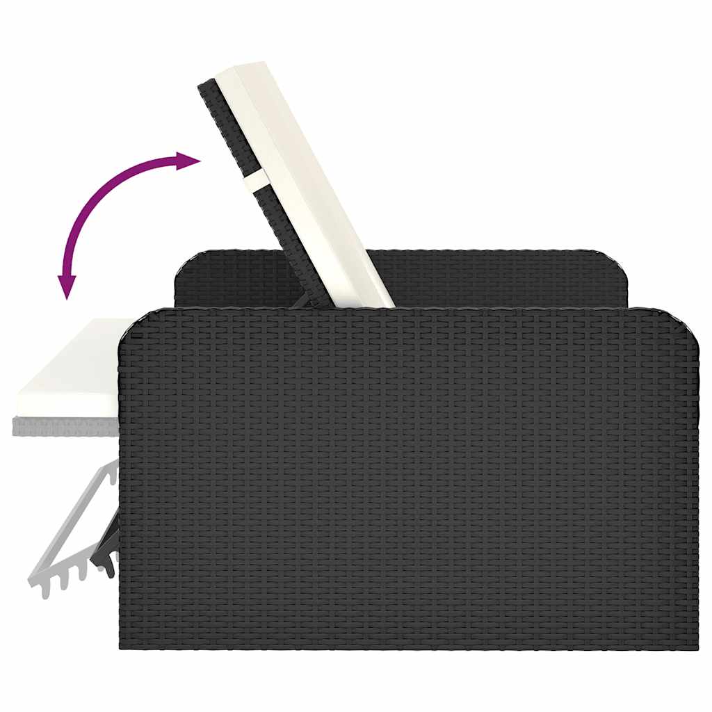 vidaXL Σετ Καναπέ Κήπου 2 τεμ. Μαύρο από Συνθετικό Ρατάν με Μαξιλάρια