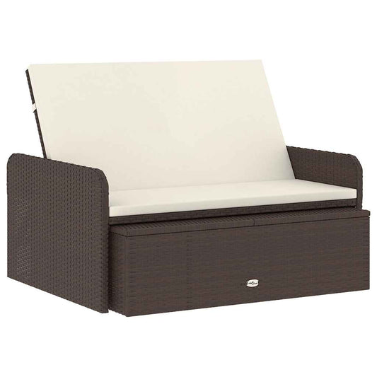 vidaXL Σετ Καναπέ Κήπου 2 τεμ. Καφέ από Συνθετικό Ρατάν με Μαξιλάρια