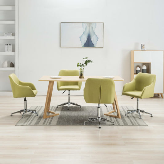 vidaXL Καρέκλες Τραπεζαρίας Περιστρεφόμενες 4 τεμ Πράσινες Υφασμάτινες