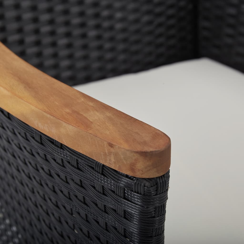 vidaXL Σετ Τραπεζαρίας Εξ. Χώρου 5 τεμ. Μαύρο Συνθ. Ρατάν/Ξύλο Ακακίας