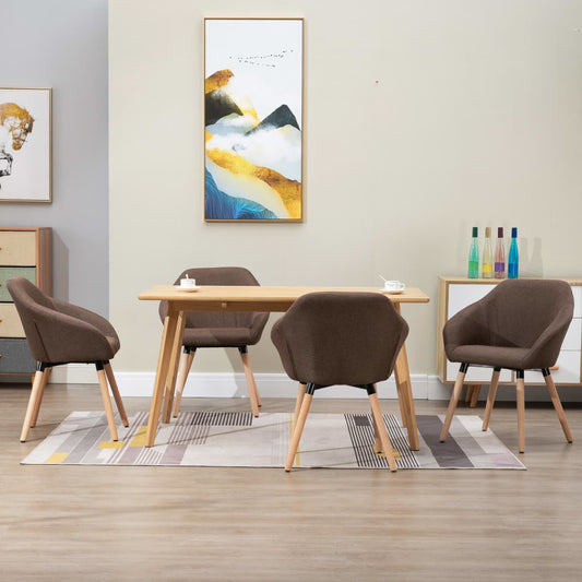 vidaXL Καρέκλες Τραπεζαρίας 4 τεμ. Καφέ Υφασμάτινες