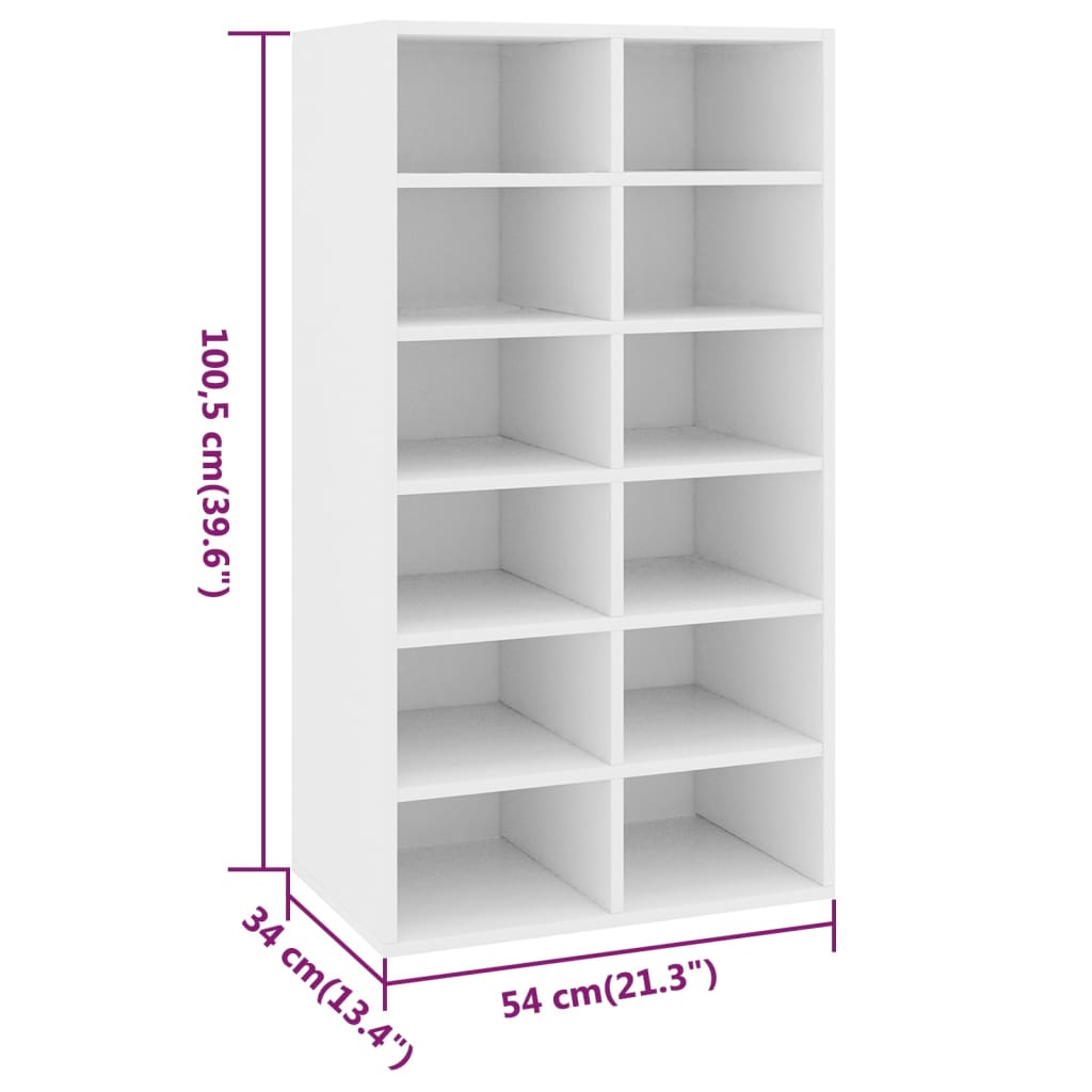 vidaXL Παπουτσοθήκη Λευκή Δρυς 54x34x100,5 εκ. από Επεξεργασμένο Ξύλο
