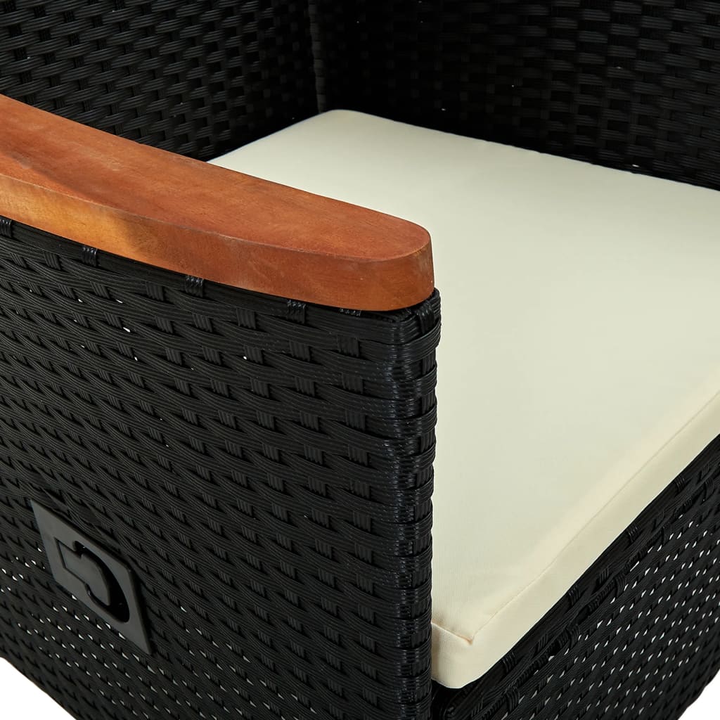 vidaXL Πολυθρόνες Εξωτερ. Χώρου 2 τεμ. Μαύρες Συνθ. Ρατάν με Μαξιλάρια