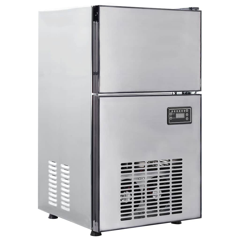 vidaXL Μηχάνημα πάγου σε κύβους με πόρτα Ασημί 43 x 40 x 71 εκ.