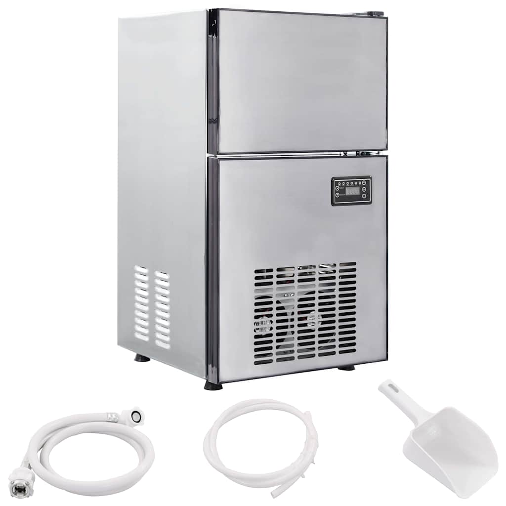 vidaXL Μηχάνημα πάγου σε κύβους με πόρτα Ασημί 43 x 40 x 71 εκ.