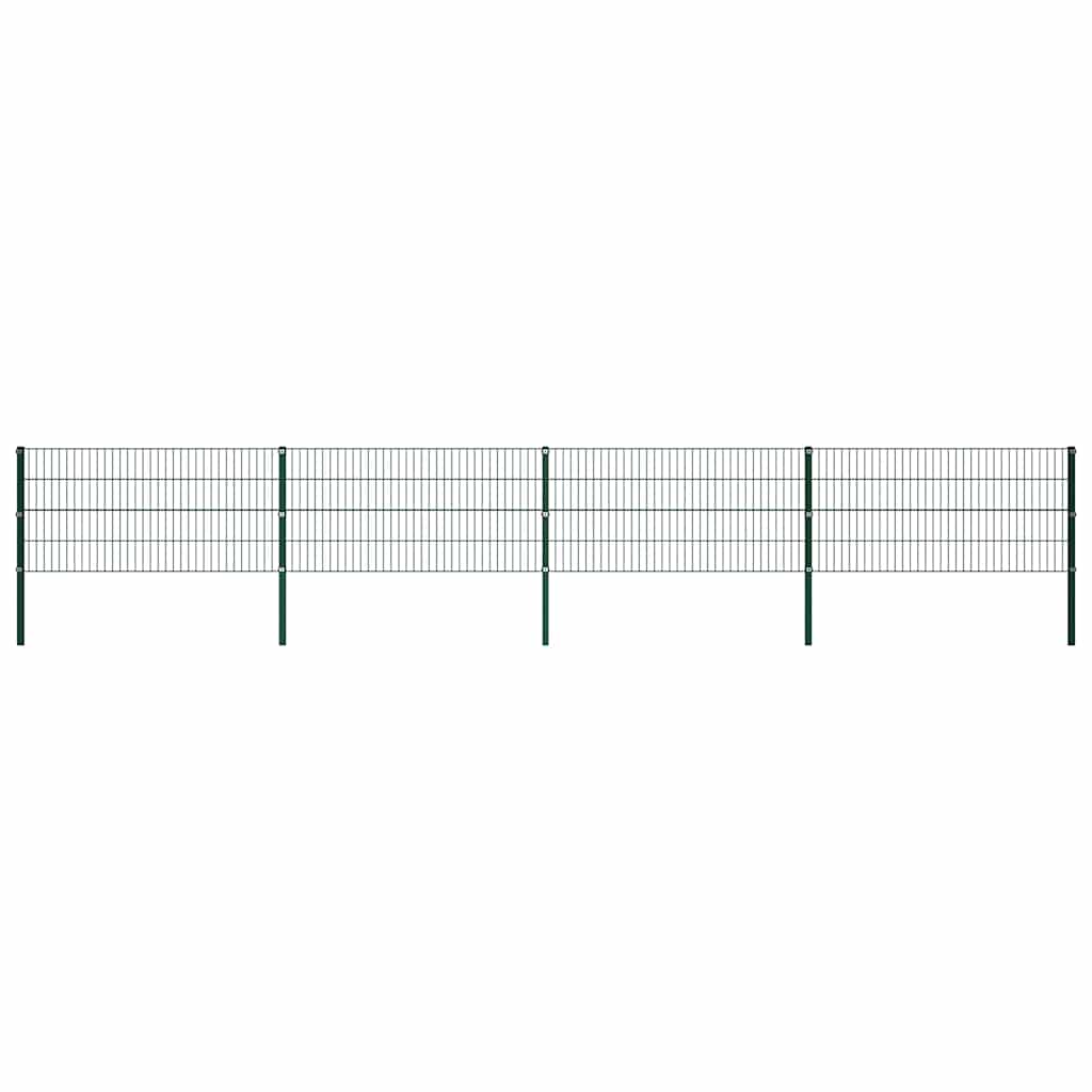 vidaXL Πάνελ Περίφραξης με Στύλους Σιδερένιο Πράσινο 694,5 x 80 εκ.