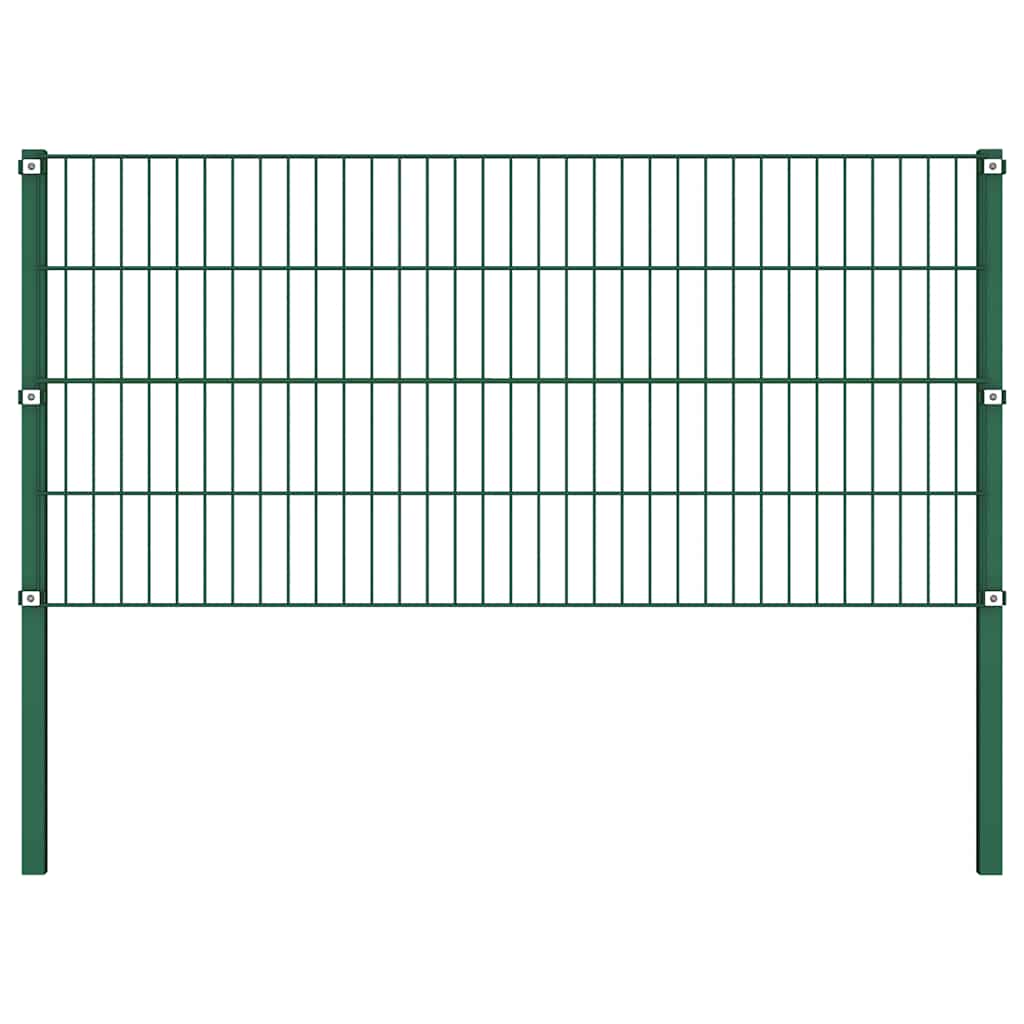vidaXL Πάνελ Περίφραξης με Στύλους Σιδερένιο Πράσινο 1557,5 x 80 εκ.