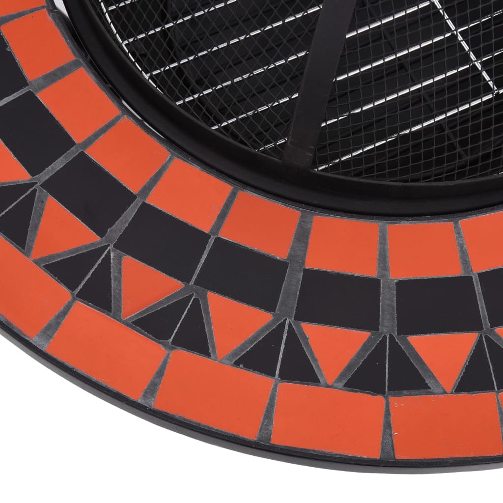 vidaXL Τζάκι Εξωτερικού Χώρου «Μωσαϊκό» Τερακότα/Λευκό 68 εκ. Κεραμικό