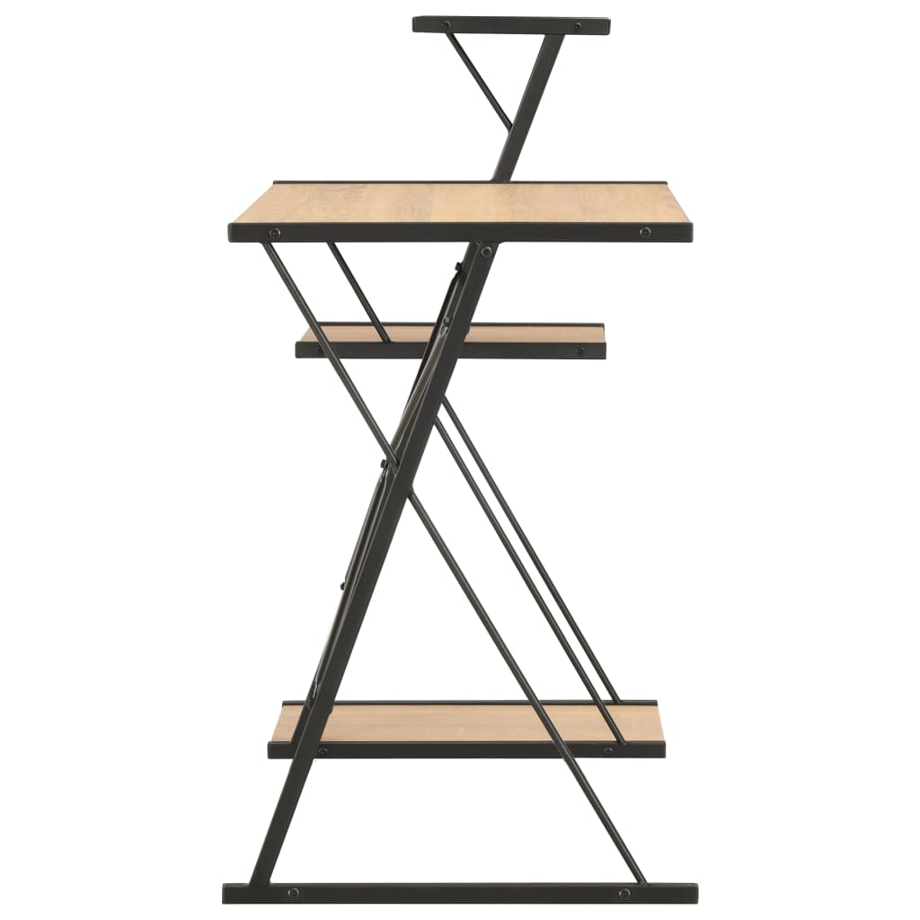 vidaXL Γραφείο με Ράφια Μαύρο / Χρώμα Δρυός 116 x 50 x 93 εκ.