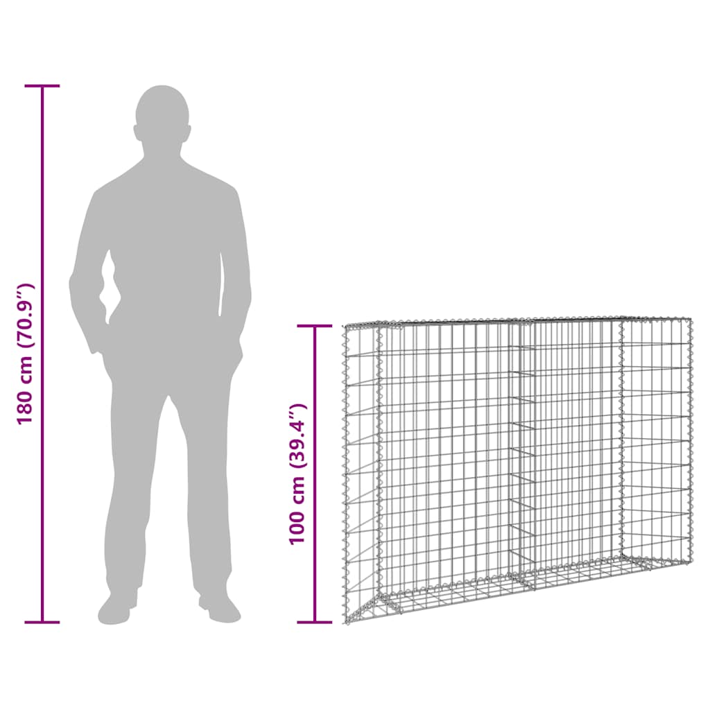 vidaXL Συρματοκιβώτιο-Γλάστρα Υπ. Τραπέζιο 150x20x100 εκ Γαλβ. Χάλυβας