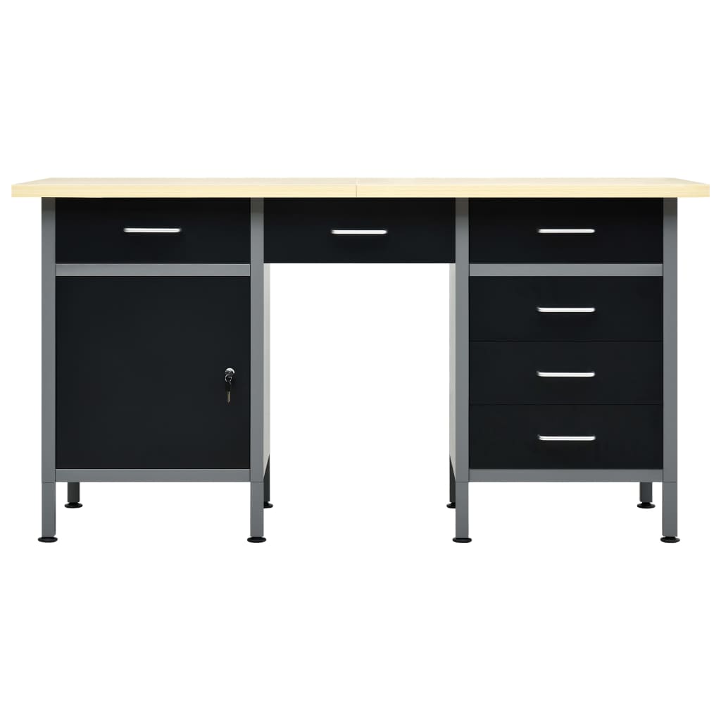 vidaXL Πάγκος Εργασίας Μαύρος 160 x 60 x 85 εκ. Ατσάλινος