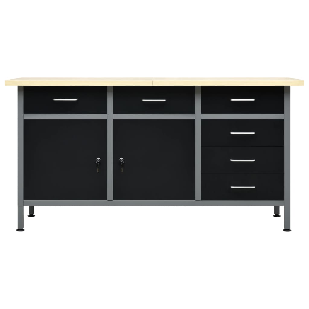 vidaXL Πάγκος Εργασίας Μαύρος 160 x 60 x 85 εκ. Ατσάλινος