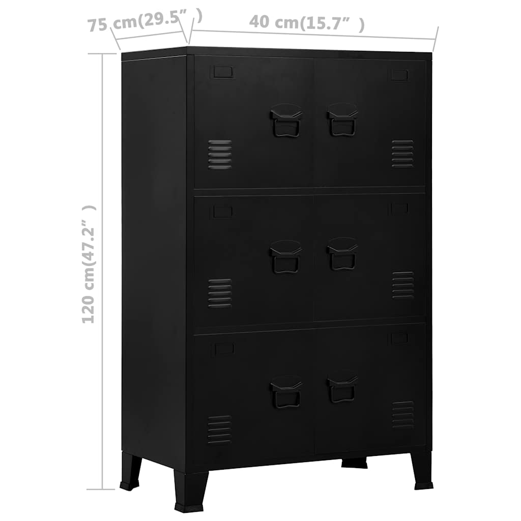 vidaXL Αρχειοθήκη Βιομηχανικού Στιλ Μαύρη 75 x 40 x 120 εκ. Ατσάλινη