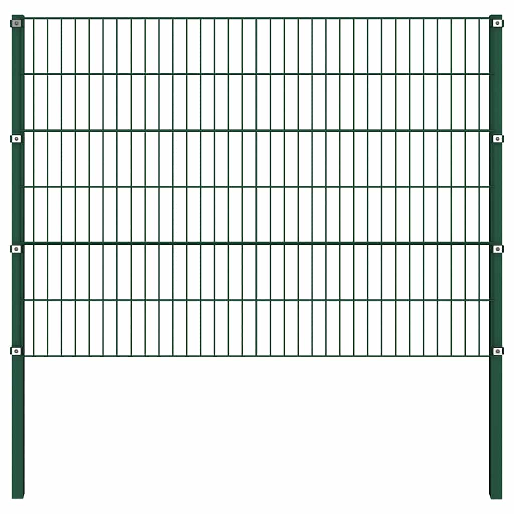 vidaXL Πάνελ Περίφραξης με Στύλους Σιδερένιο Πράσινο 349 x 120 εκ.