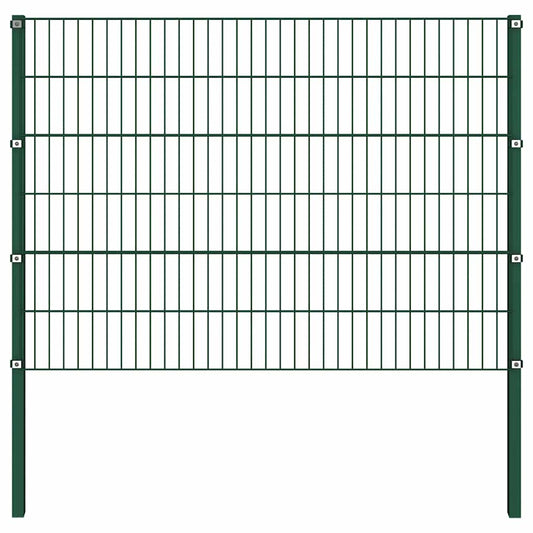 vidaXL Πάνελ Περίφραξης με Στύλους Σιδερένιο Πράσινο 349 x 120 εκ.
