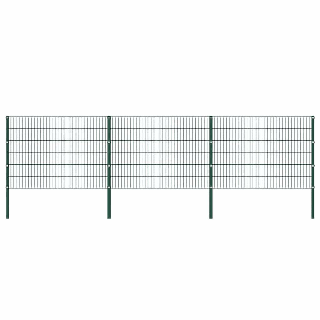 vidaXL Πάνελ Περίφραξης με Στύλους Σιδερένιο Πράσινο 522 x 120 εκ.