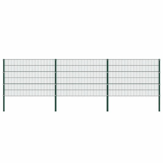 vidaXL Πάνελ Περίφραξης με Στύλους Σιδερένιο Πράσινο 522 x 120 εκ.