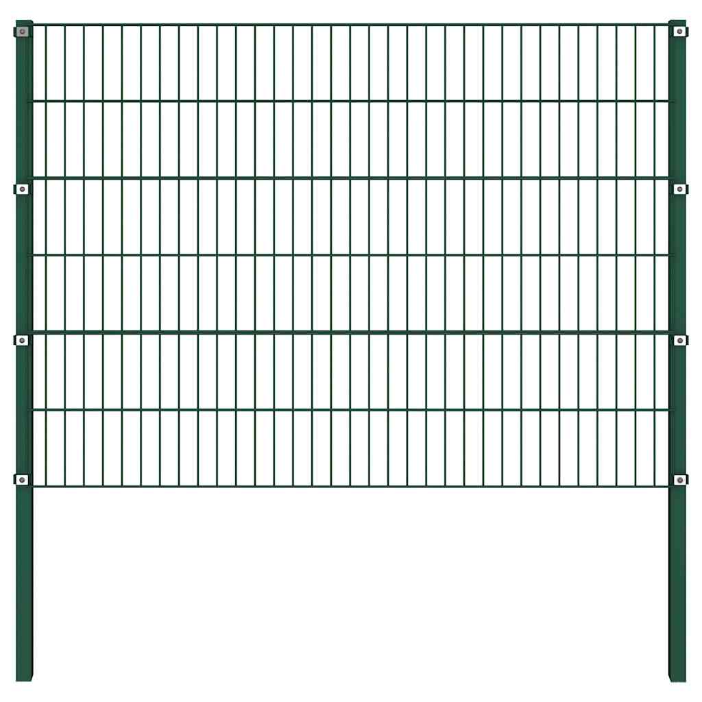 vidaXL Πάνελ Περίφραξης με Στύλους Σιδερένιο Πράσινο 522 x 120 εκ.