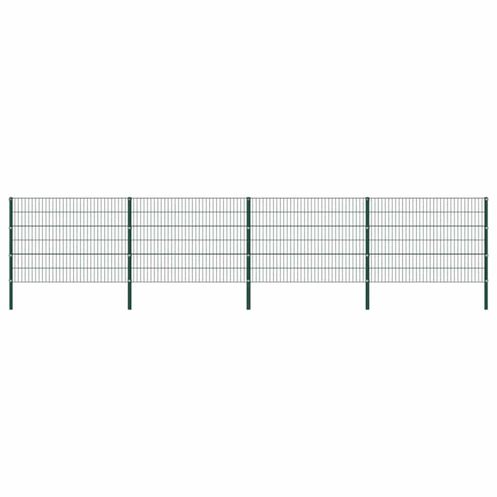 vidaXL Πάνελ Περίφραξης με Στύλους Σιδερένιο Πράσινο 694,5 x 120 εκ.
