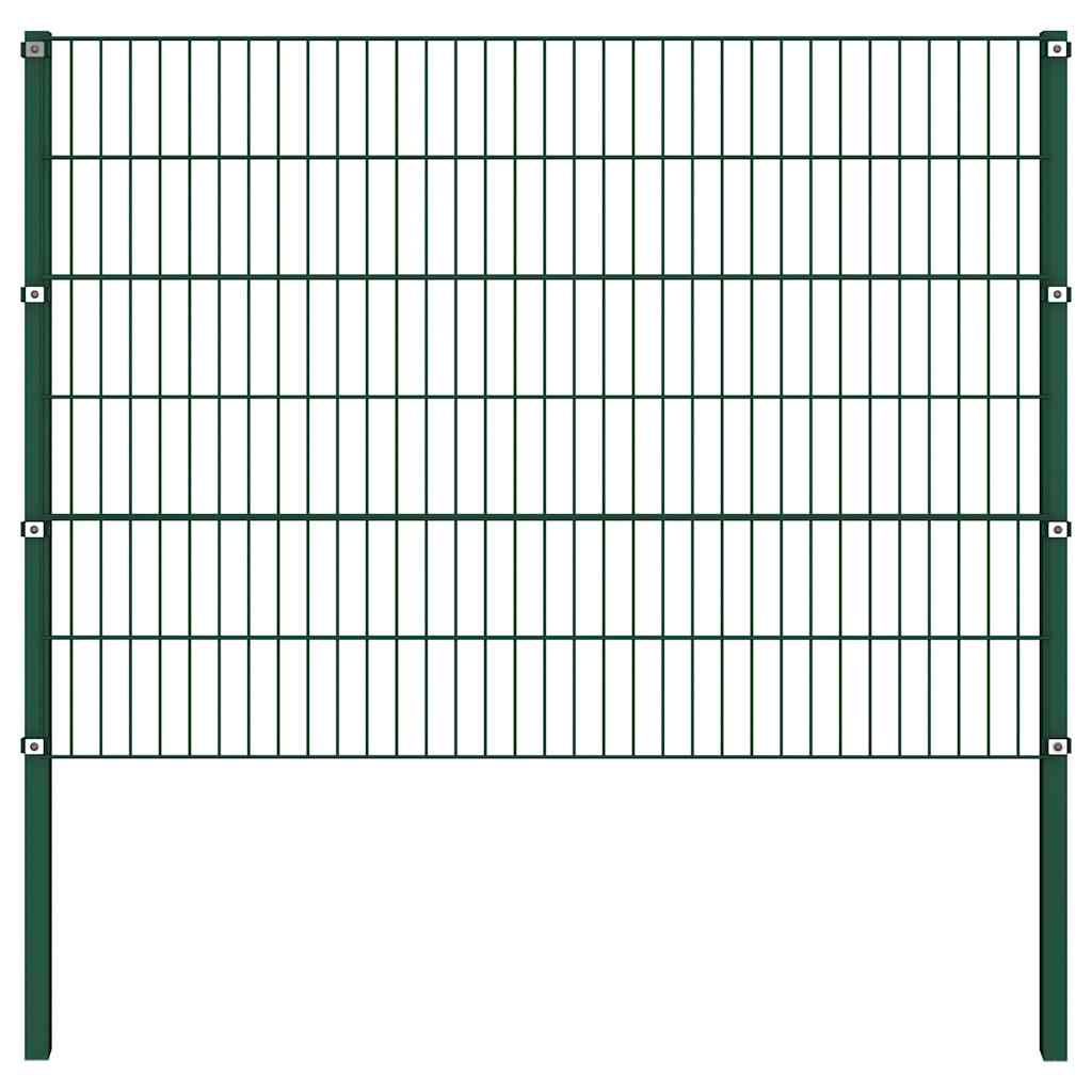 vidaXL Πάνελ Περίφραξης με Στύλους Σιδερένιο Πράσινο 694,5 x 120 εκ.