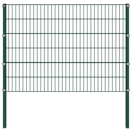 vidaXL Πάνελ Περίφραξης με Στύλους Σιδερένιο Πράσινο 694,5 x 120 εκ.