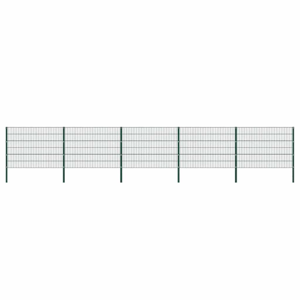 vidaXL Πάνελ Περίφραξης με Στύλους Σιδερένιο Πράσινο 867 x 120 εκ.