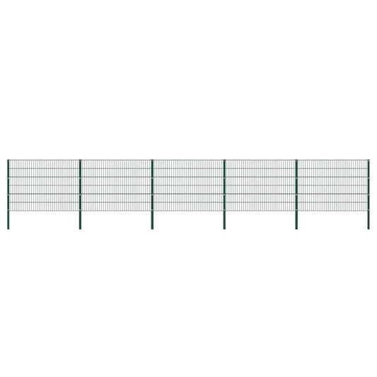 vidaXL Πάνελ Περίφραξης με Στύλους Σιδερένιο Πράσινο 867 x 120 εκ.