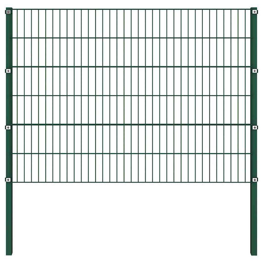 vidaXL Πάνελ Περίφραξης με Στύλους Σιδερένιο Πράσινο 1212 x 120 εκ.