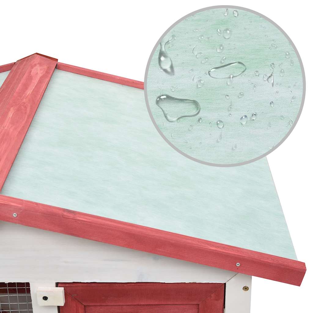 vidaXL Κλουβί Κουνελιών Εξωτερικού Χώρου με 3 Πόρτες Κόκκινο Ξύλινο