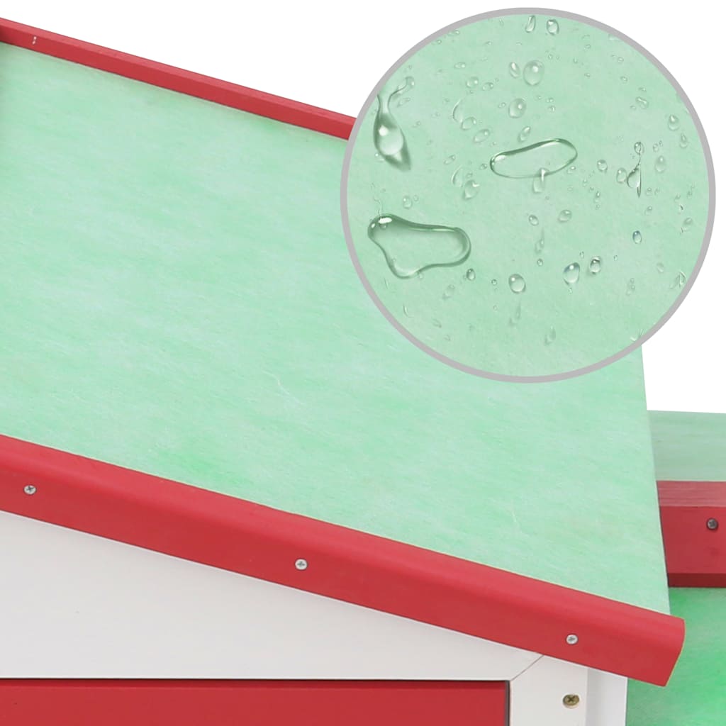 vidaXL Κλουβί Κουνελιών Μεγάλο Κόκκινο/Λευκό 145 x 45 x 84 εκ. Ξύλινο