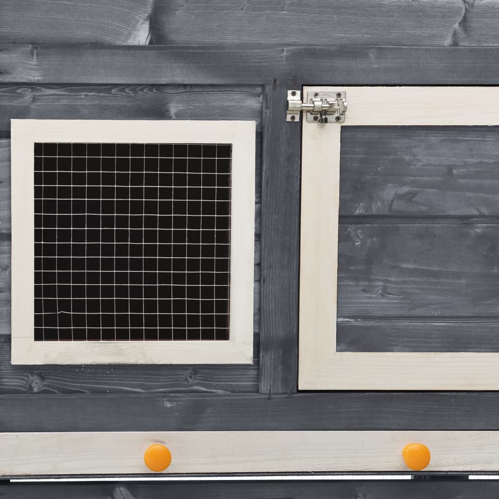 vidaXL Κλουβί Κουνελιών Γκρι/Λευκό 140x63x120 εκ. Μασίφ Ξύλο Ελάτης