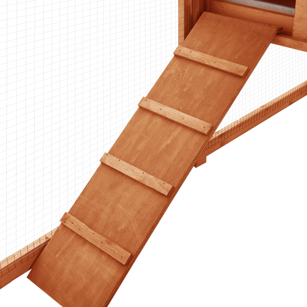 vidaXL Κλουβί Κουνελιών Εξωτ. Χώρου με Προαύλιο Καφέ Μασίφ Ξύλο Ελάτης