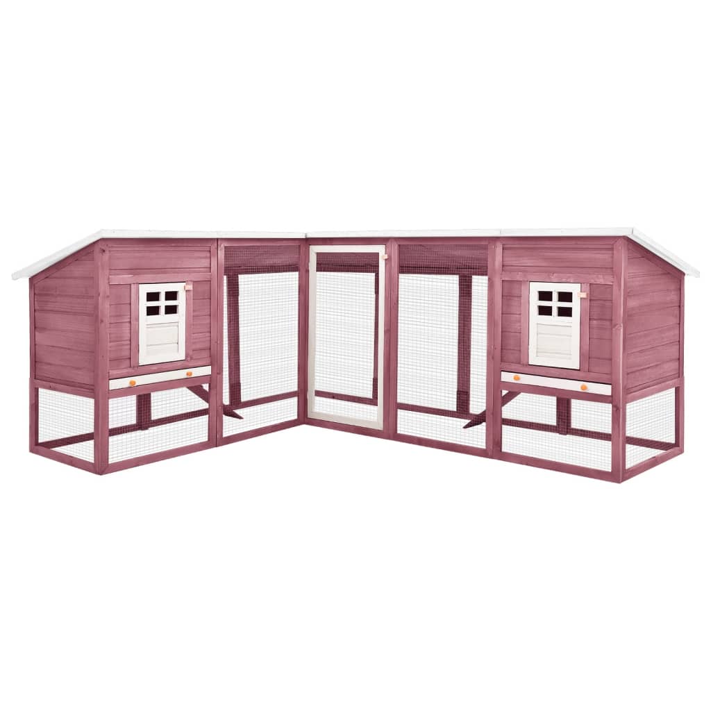 vidaXL Κλουβί Κουνελιών Εξωτ. Χώρου με Προαύλιο Μόκα/Λευκό Ξύλο Ελάτης