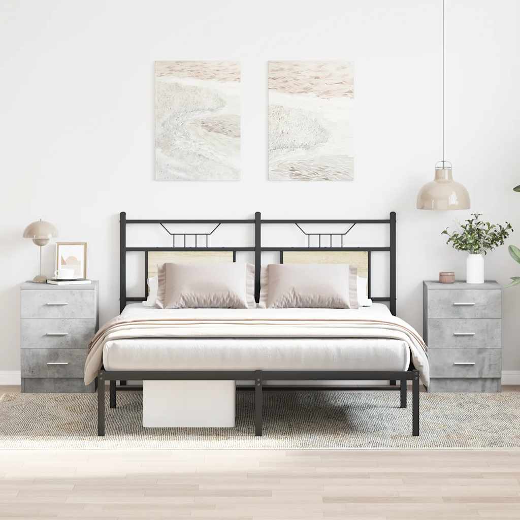 vidaXL Κομοδίνα 2 τεμ. Γκρι Σκυροδέματος 38x35x56 εκ. από Επεξ. Ξύλο