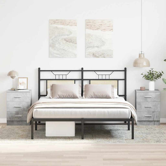 vidaXL Κομοδίνα 2 τεμ. Γκρι Σκυροδέματος 38x35x56 εκ. από Επεξ. Ξύλο