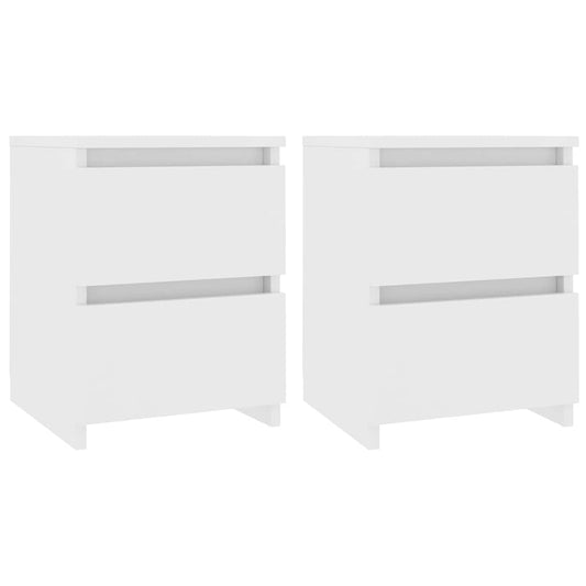 vidaXL Κομοδίνα 2 τεμ. Λευκά 30 x 30 x 40 εκ. από Επεξ. Ξύλο
