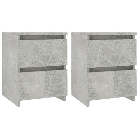vidaXL Κομοδίνα 2 τεμ. Γκρι Σκυροδέματος 30x30x40 εκ. από Επεξ. Ξύλο