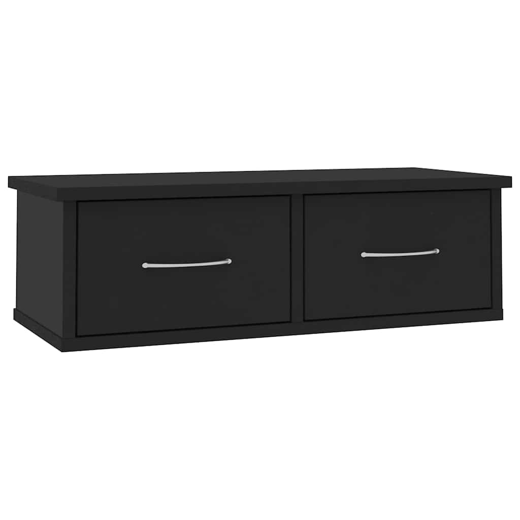 vidaXL Ράφι Τοίχου με Συρτάρια Μαύρο 60 x 26 x 18,5 εκ. από Επεξ. Ξύλο