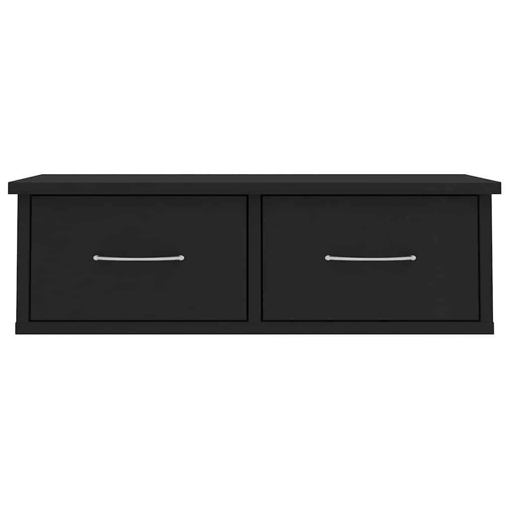 vidaXL Ράφι Τοίχου με Συρτάρια Μαύρο 60 x 26 x 18,5 εκ. από Επεξ. Ξύλο