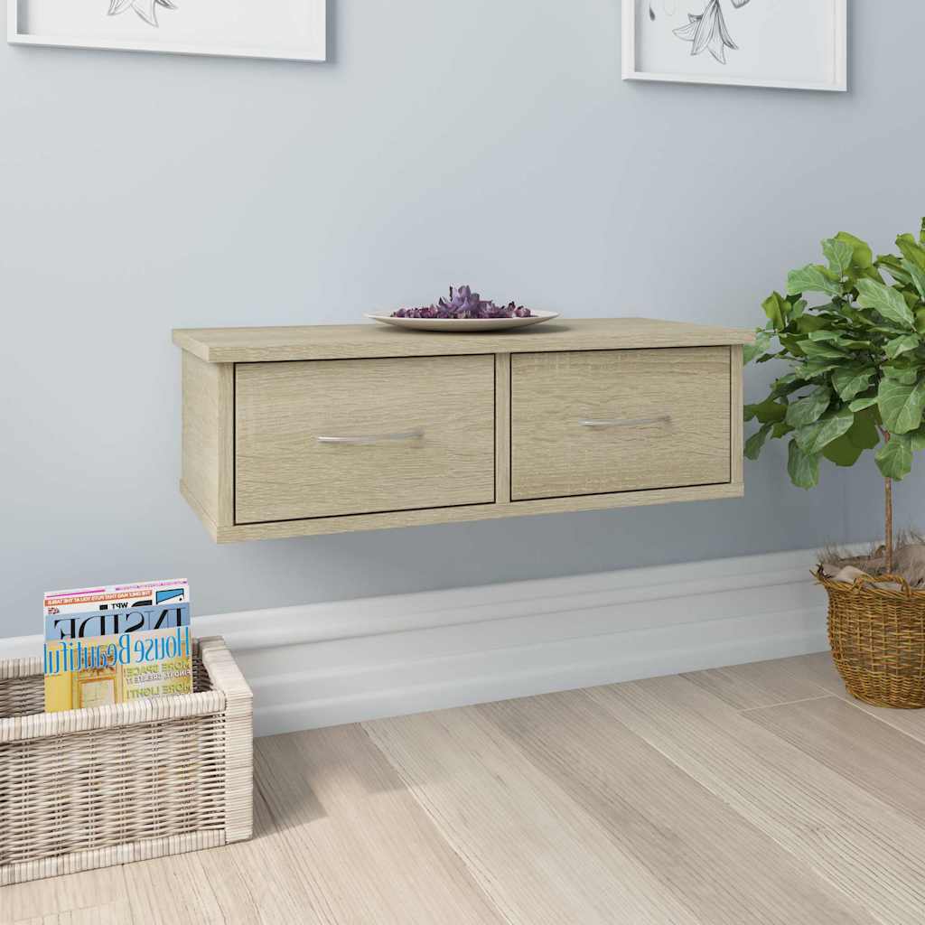 vidaXL Ράφι Τοίχου με Συρτάρια Sonoma Δρυς 60x26x18,5 εκ. Επεξ. Ξύλο