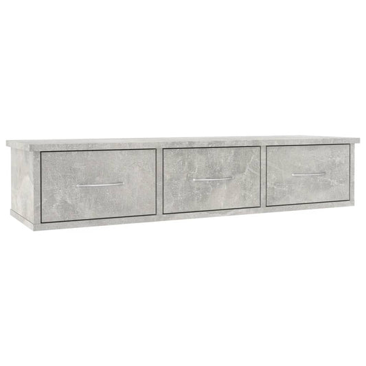 vidaXL Ράφι Τοίχου με Συρτάρια Γκρι Σκυροδ. 88x26x18,5 εκ. Επεξ. Ξύλο