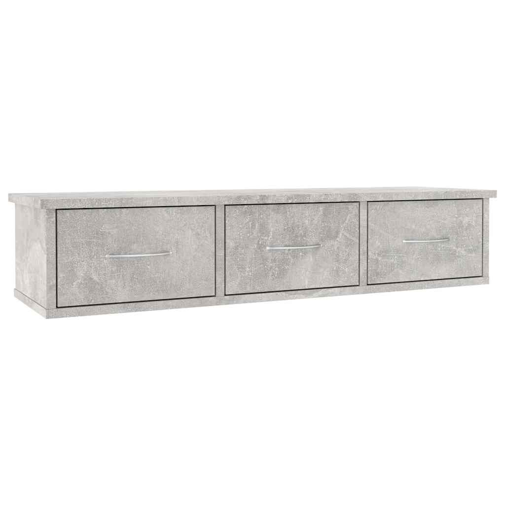 vidaXL Ράφι Τοίχου με Συρτάρια Γκρι Σκυροδ. 88x26x18,5 εκ. Επεξ. Ξύλο