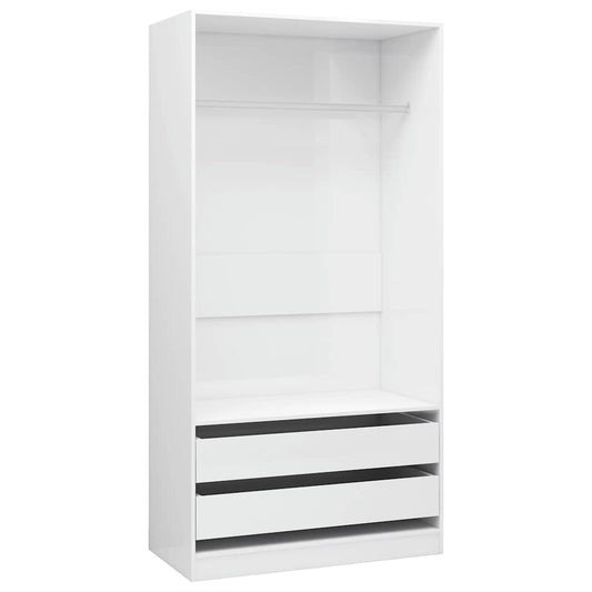 vidaXL Ντουλάπα Γυαλιστερό Λευκό 100 x 50 x 200 εκ. από Επεξ. Ξύλο