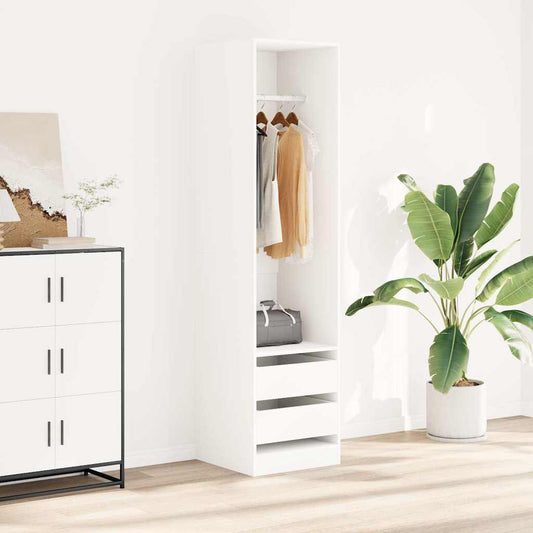 vidaXL Ντουλάπα με Συρτάρια Λευκή 50 x 50 x 200 εκ. από Επεξ. Ξύλο