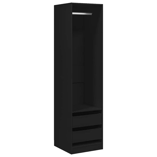 vidaXL Ντουλάπα με Συρτάρια Μαύρη 50 x 50 x 200 εκ. από Επεξ. Ξύλο