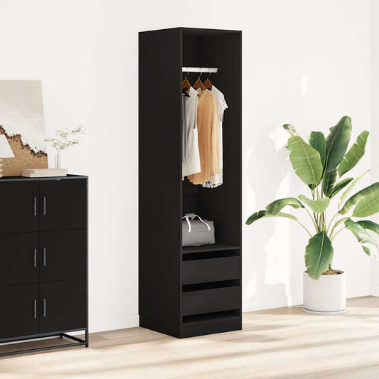 vidaXL Ντουλάπα με Συρτάρια Μαύρη 50 x 50 x 200 εκ. από Επεξ. Ξύλο